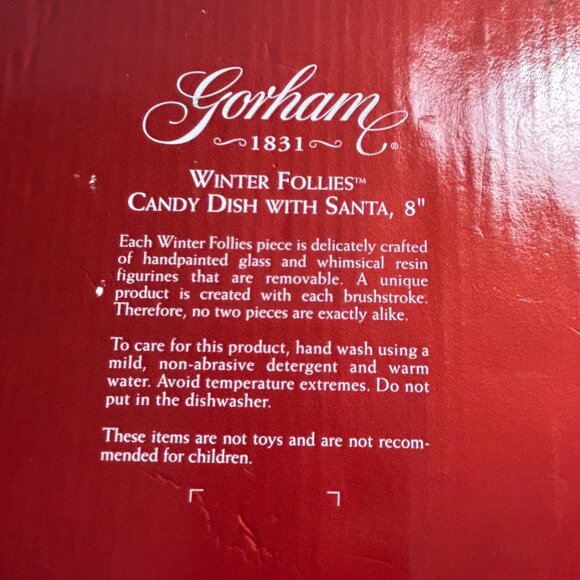 New Gorham Candy Dish Winter Follies with Hand Painted Santa Christmas Whimsical - Picture 4 of 9